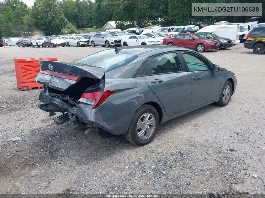 2026 Hyundai Elantra Se VIN: KMHLL4DG2TU106638 Lot: 45662360