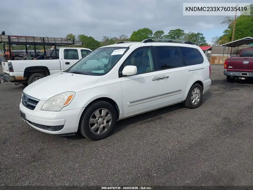 2007 Hyundai Entourage Gls/Limited/Se VIN: KNDMC233X76035419 Lot: 44792135