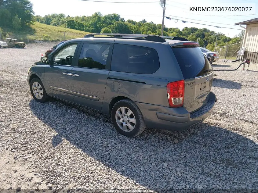 2007 Hyundai Entourage Gls/Limited/Se VIN: KNDMC233676020027 Lot: 45121957