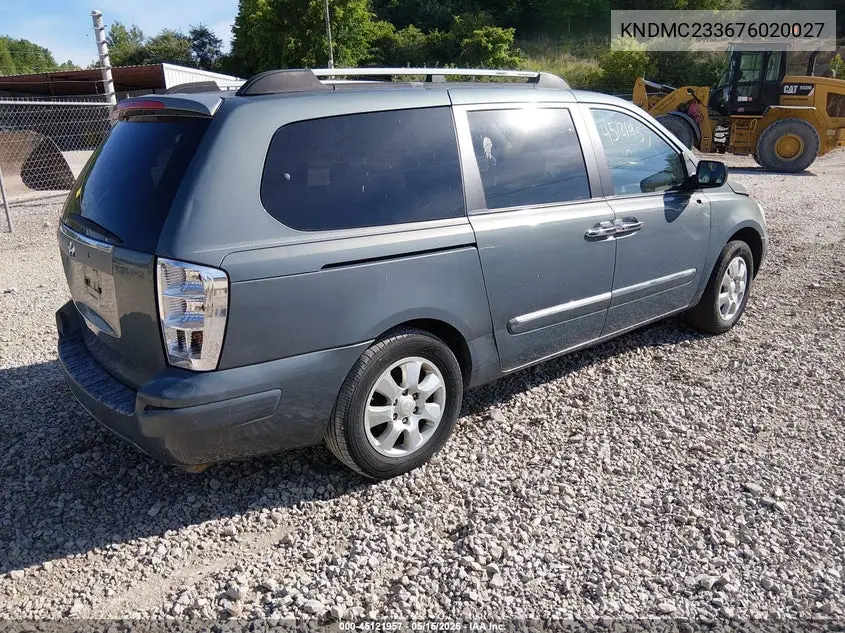 2007 Hyundai Entourage Gls/Limited/Se VIN: KNDMC233676020027 Lot: 45121957
