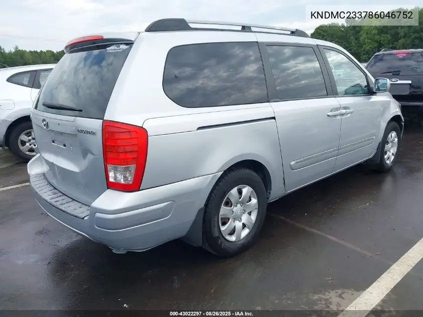 2008 Hyundai Entourage Gls/Limited VIN: KNDMC233786046752 Lot: 43022297