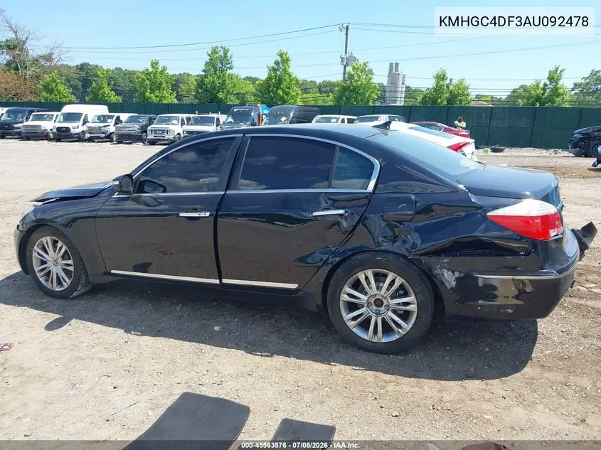2010 Hyundai Genesis 4.6 VIN: KMHGC4DF3AU092478 Lot: 45563576