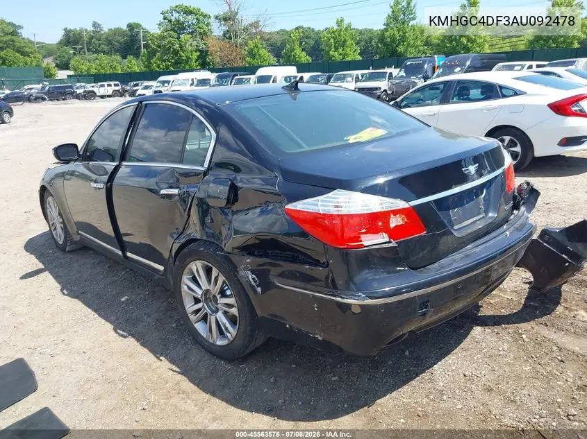 2010 Hyundai Genesis 4.6 VIN: KMHGC4DF3AU092478 Lot: 45563576