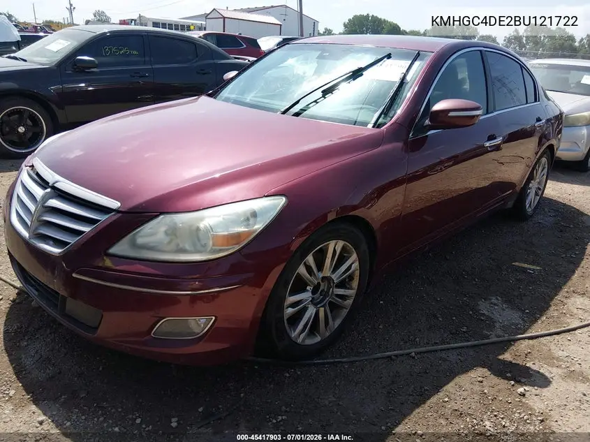 2011 Hyundai Genesis 3.8 VIN: KMHGC4DE2BU121722 Lot: 45417903