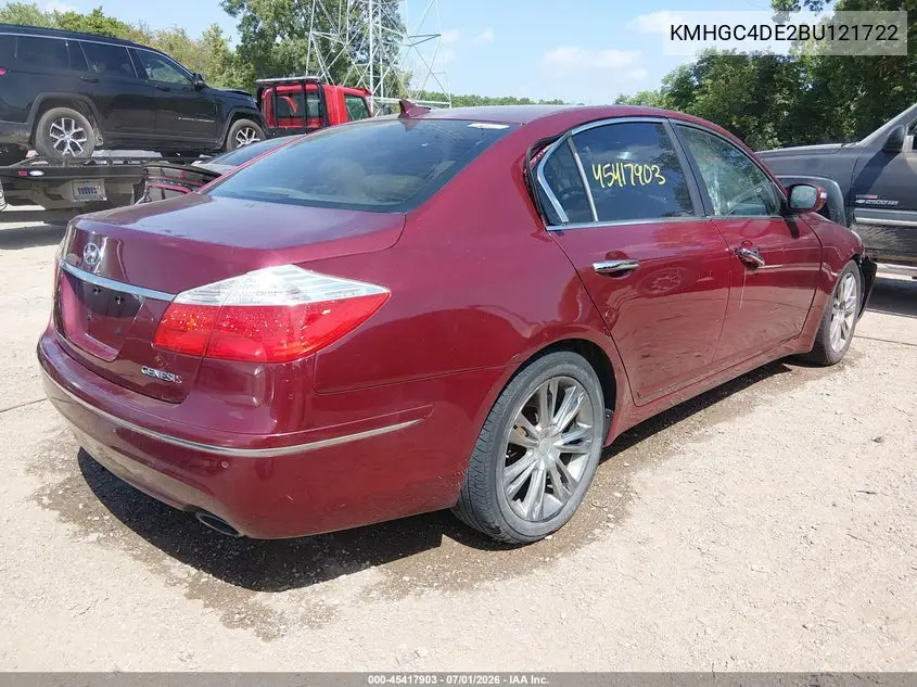 2011 Hyundai Genesis 3.8 VIN: KMHGC4DE2BU121722 Lot: 45417903