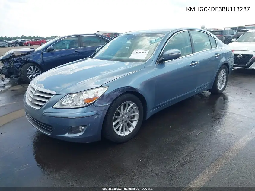 2011 Hyundai Genesis 3.8 VIN: KMHGC4DE3BU113287 Lot: 45545653