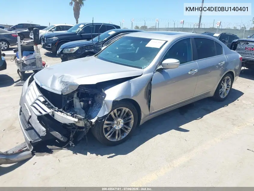 2011 Hyundai Genesis 3.8 VIN: KMHGC4DE0BU140401 Lot: 45547181