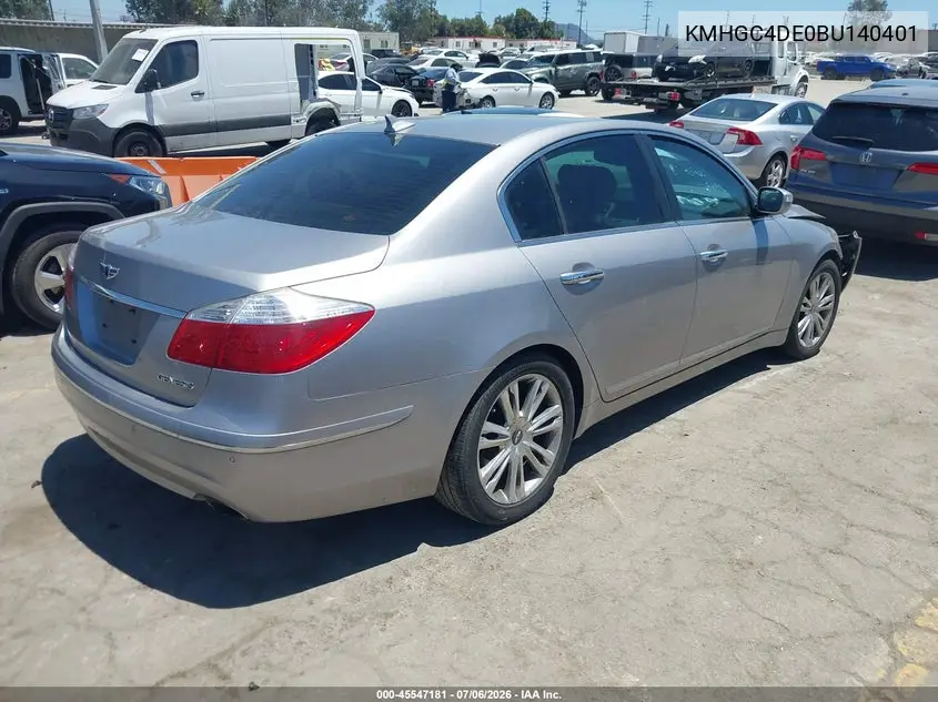 2011 Hyundai Genesis 3.8 VIN: KMHGC4DE0BU140401 Lot: 45547181