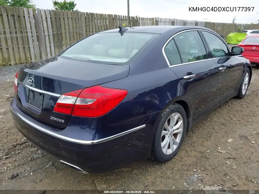 2012 Hyundai Genesis 3.8 VIN: KMHGC4DDXCU177397 Lot: 45220201
