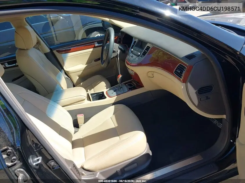 2012 Hyundai Genesis 3.8 VIN: KMHGC4DD6CU198571 Lot: 45381686