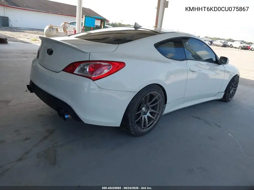 2012 Hyundai Genesis 2.0T R-Spec VIN: KMHHT6KD0CU075867 Lot: 45420565