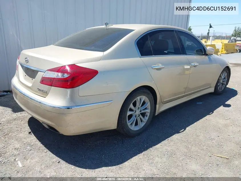 2012 Hyundai Genesis 3.8 VIN: KMHGC4DD6CU152691 Lot: 45472816