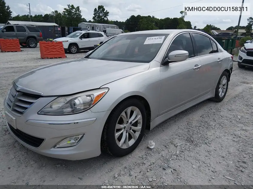2012 Hyundai Genesis 3.8 VIN: KMHGC4DD0CU158311 Lot: 45476190