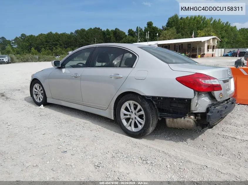2012 Hyundai Genesis 3.8 VIN: KMHGC4DD0CU158311 Lot: 45476190