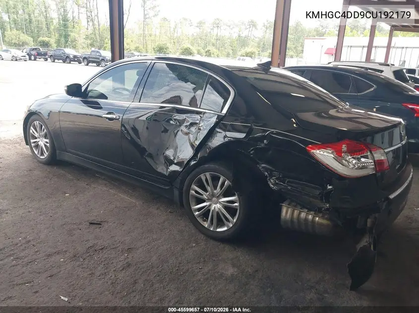 2012 Hyundai Genesis 3.8 VIN: KMHGC4DD9CU192179 Lot: 45599657