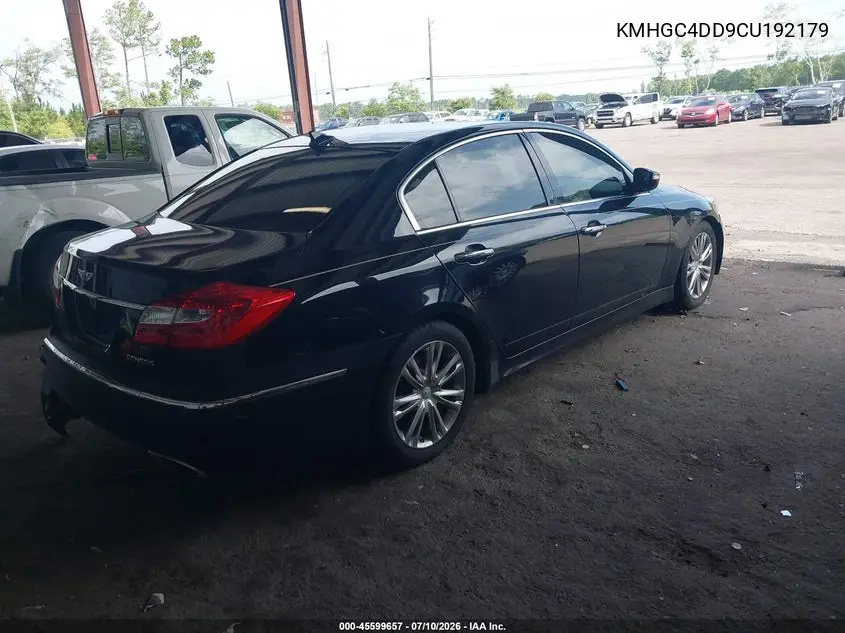 2012 Hyundai Genesis 3.8 VIN: KMHGC4DD9CU192179 Lot: 45599657