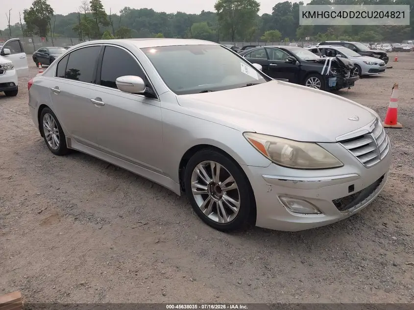 2012 Hyundai Genesis 3.8 VIN: KMHGC4DD2CU204821 Lot: 45638035