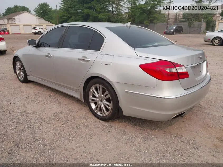 2012 Hyundai Genesis 3.8 VIN: KMHGC4DD2CU204821 Lot: 45638035