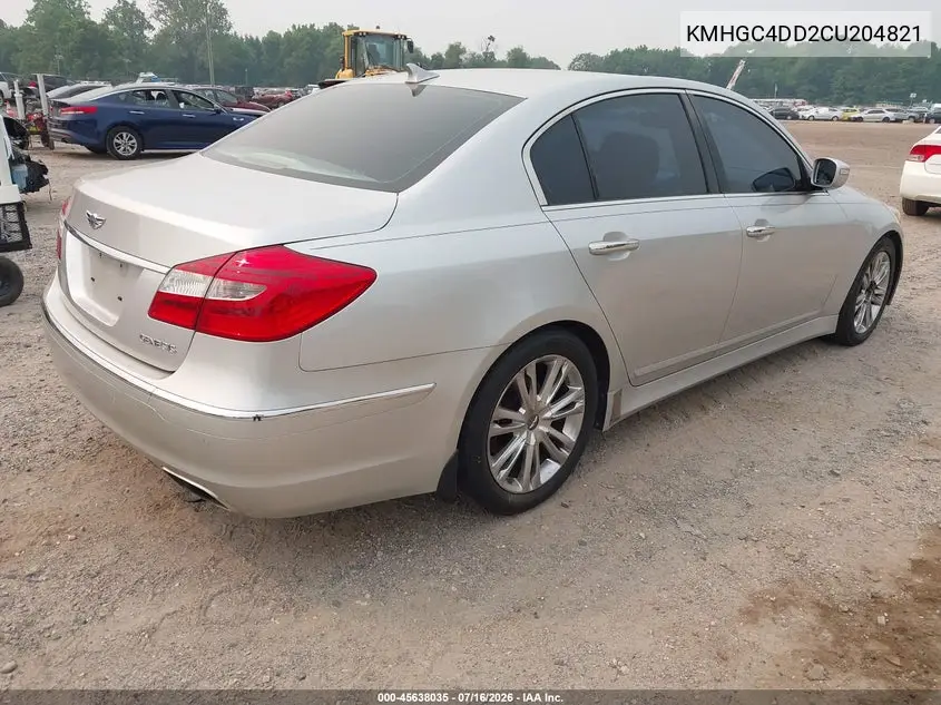 2012 Hyundai Genesis 3.8 VIN: KMHGC4DD2CU204821 Lot: 45638035