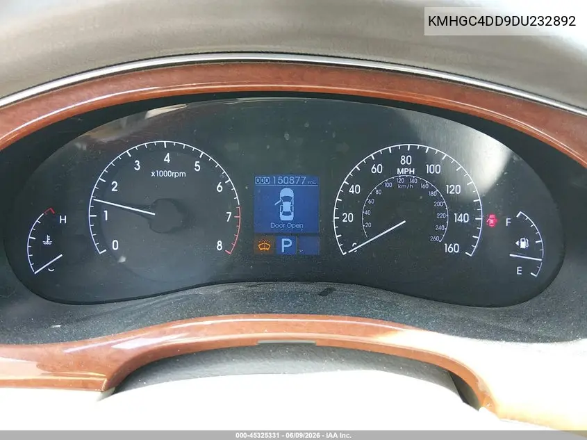 2013 Hyundai Genesis 3.8 VIN: KMHGC4DD9DU232892 Lot: 45325331