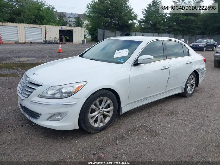 2013 Hyundai Genesis 3.8 VIN: KMHGC4DD3DU222598 Lot: 45347012