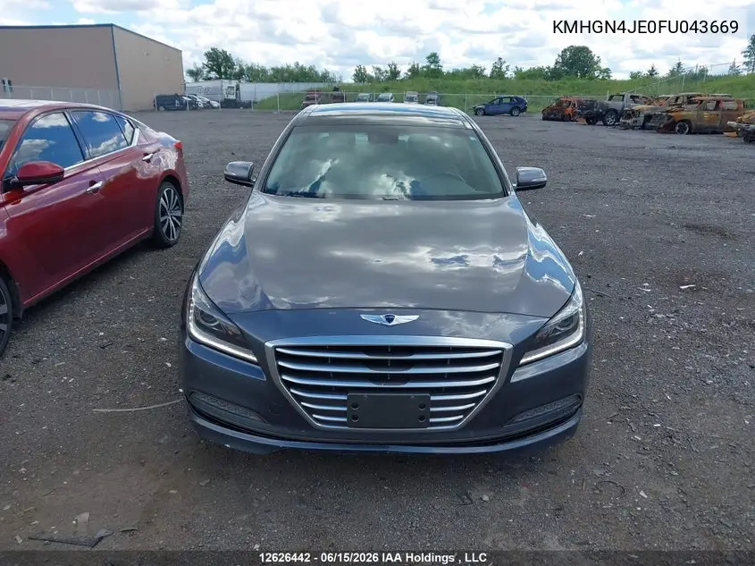 2015 Hyundai Genesis 3.8L VIN: KMHGN4JE0FU043669 Lot: 12626442