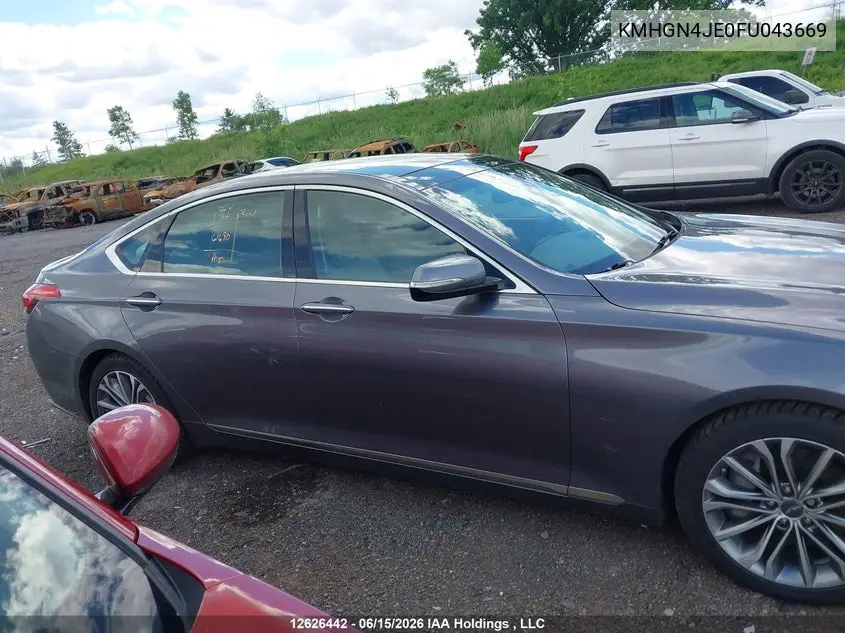 2015 Hyundai Genesis 3.8L VIN: KMHGN4JE0FU043669 Lot: 12626442