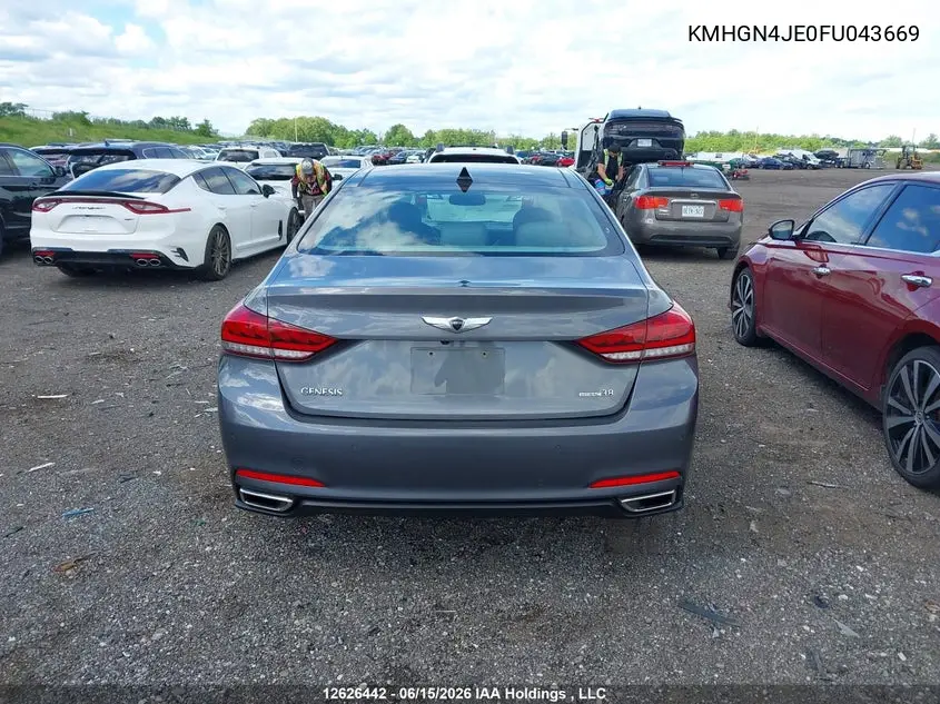 2015 Hyundai Genesis 3.8L VIN: KMHGN4JE0FU043669 Lot: 12626442
