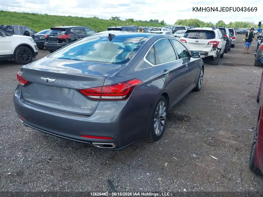 2015 Hyundai Genesis 3.8L VIN: KMHGN4JE0FU043669 Lot: 12626442