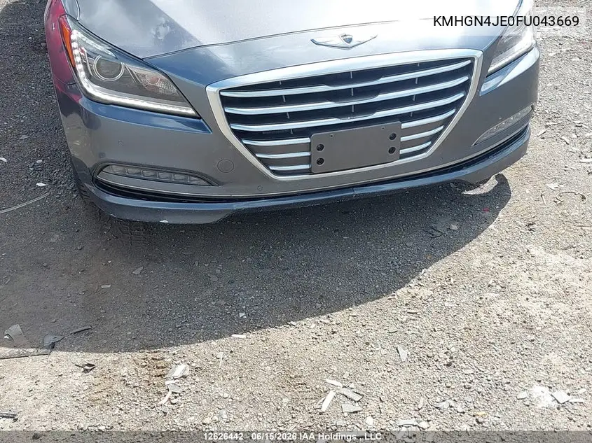 2015 Hyundai Genesis 3.8L VIN: KMHGN4JE0FU043669 Lot: 12626442