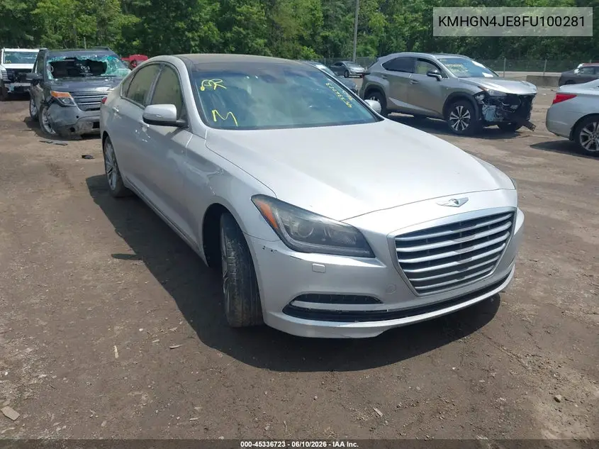 2015 Hyundai Genesis 3.8 VIN: KMHGN4JE8FU100281 Lot: 45336723