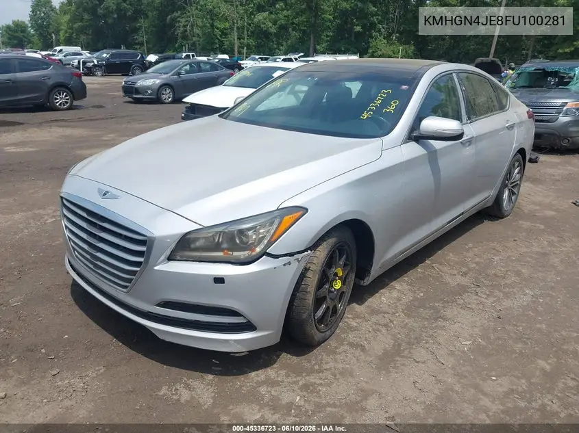 2015 Hyundai Genesis 3.8 VIN: KMHGN4JE8FU100281 Lot: 45336723