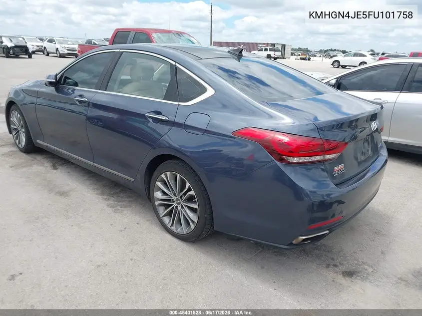 2015 Hyundai Genesis 3.8 VIN: KMHGN4JE5FU101758 Lot: 45401528