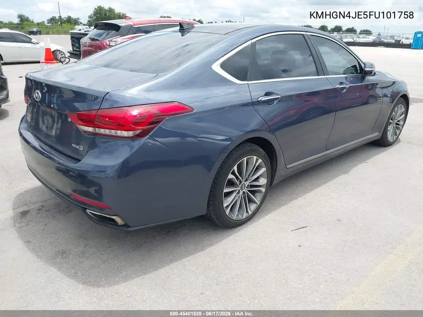 2015 Hyundai Genesis 3.8 VIN: KMHGN4JE5FU101758 Lot: 45401528