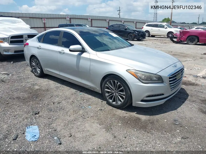 2015 Hyundai Genesis 3.8 VIN: KMHGN4JE9FU102346 Lot: 45513933