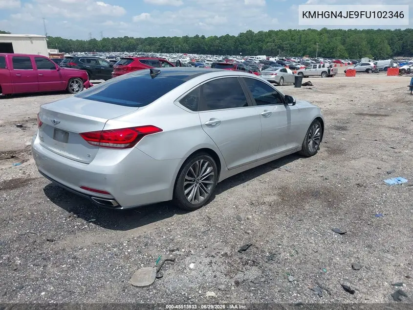 2015 Hyundai Genesis 3.8 VIN: KMHGN4JE9FU102346 Lot: 45513933