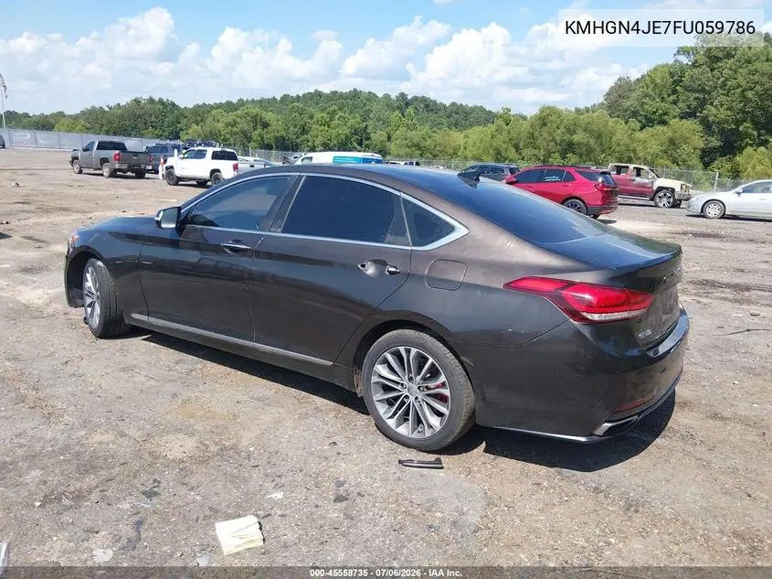 2015 Hyundai Genesis 3.8 VIN: KMHGN4JE7FU059786 Lot: 45558735