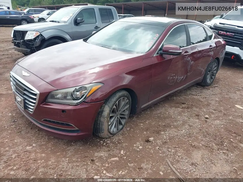 2015 Hyundai Genesis 3.8 VIN: KMHGN4JE8FU026618 Lot: 45580225