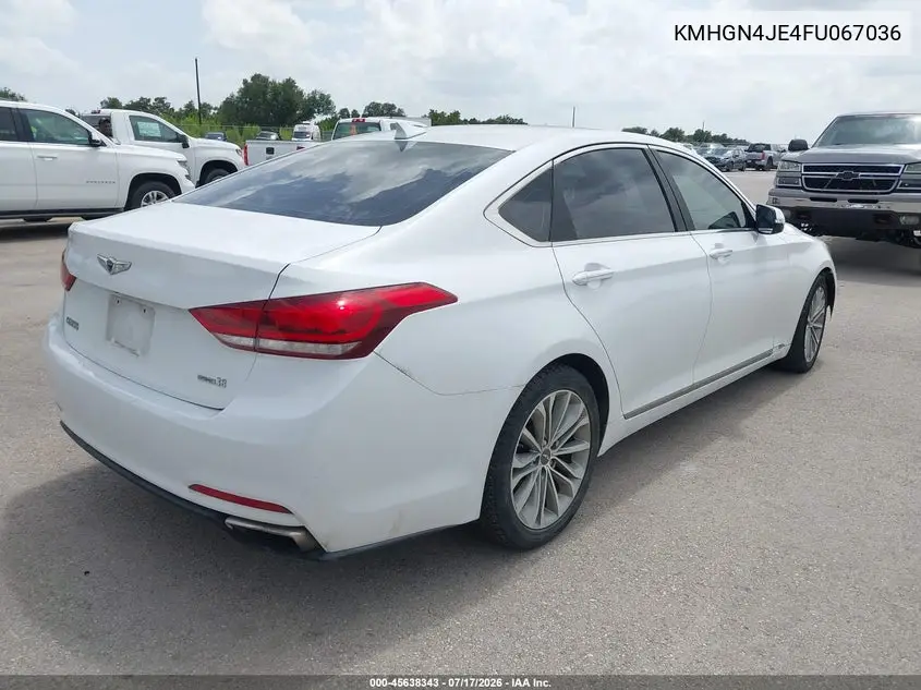 2015 Hyundai Genesis 3.8 VIN: KMHGN4JE4FU067036 Lot: 45638343