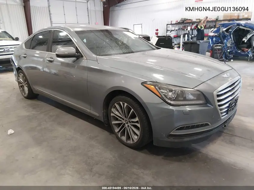 2016 Hyundai Genesis 3.8 VIN: KMHGN4JE0GU136094 Lot: 45194499