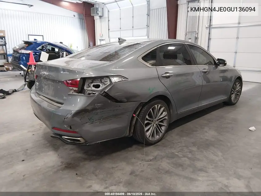 2016 Hyundai Genesis 3.8 VIN: KMHGN4JE0GU136094 Lot: 45194499
