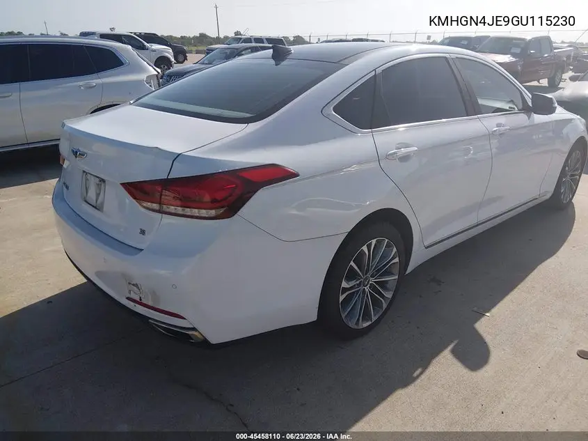2016 Hyundai Genesis 3.8 VIN: KMHGN4JE9GU115230 Lot: 45458110