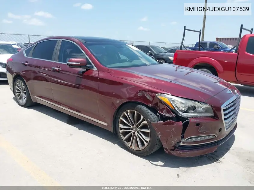 2016 Hyundai Genesis 3.8 VIN: KMHGN4JEXGU107539 Lot: 45512125