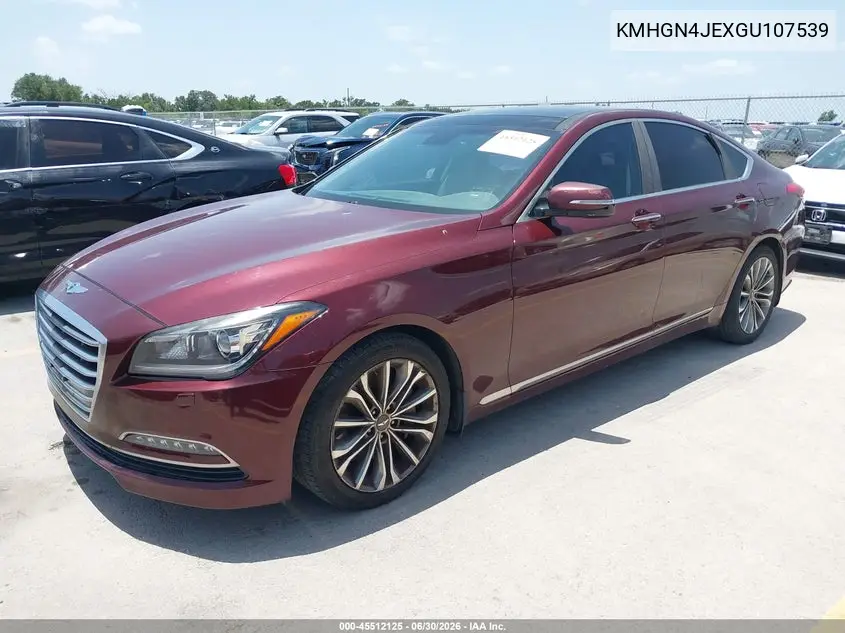 2016 Hyundai Genesis 3.8 VIN: KMHGN4JEXGU107539 Lot: 45512125