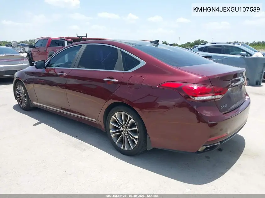2016 Hyundai Genesis 3.8 VIN: KMHGN4JEXGU107539 Lot: 45512125