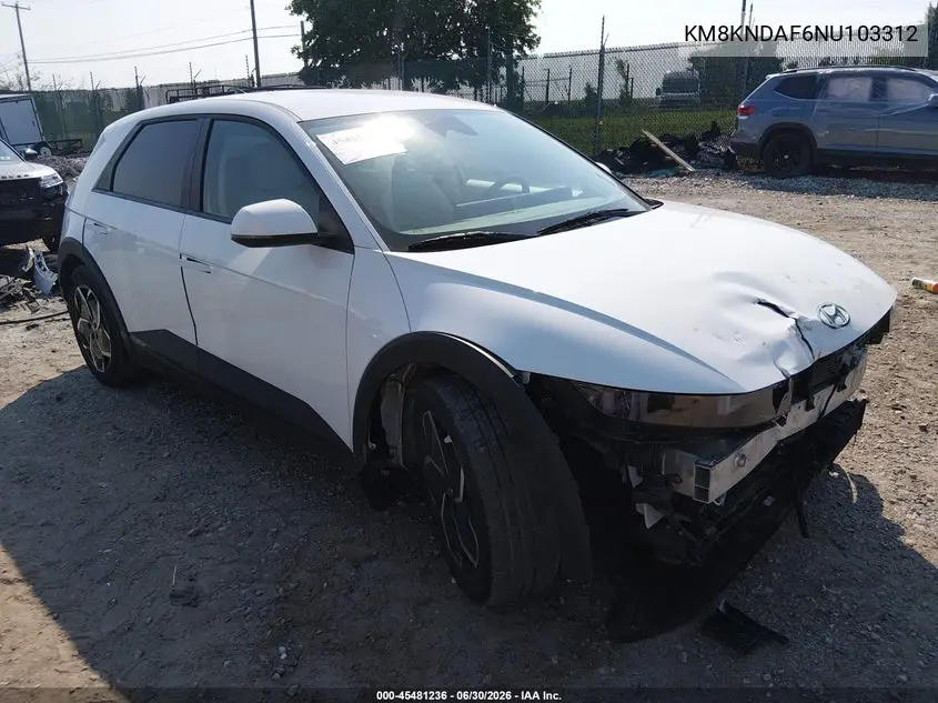2022 Hyundai Ioniq 5 Sel VIN: KM8KNDAF6NU103312 Lot: 45481236