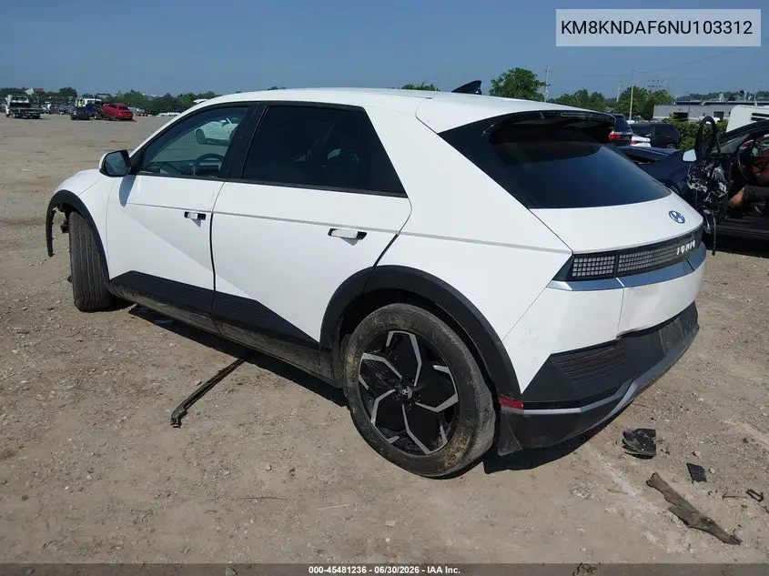 2022 Hyundai Ioniq 5 Sel VIN: KM8KNDAF6NU103312 Lot: 45481236