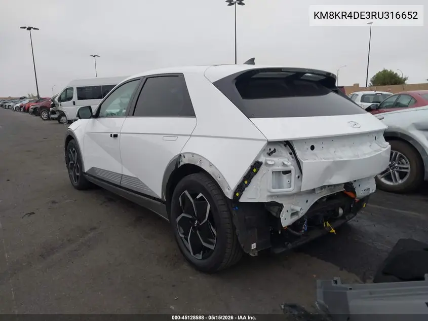2024 Hyundai Ioniq 5 Limited VIN: KM8KR4DE3RU316652 Lot: 45128588
