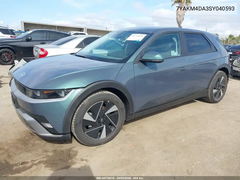 2025 Hyundai Ioniq 5 Se VIN: 7YAKM4DA3SY040593 Lot: 44733415