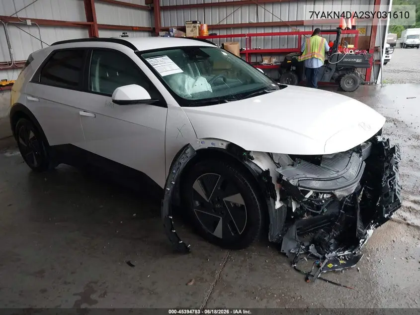 2025 Hyundai Ioniq 5 Sel VIN: 7YAKN4DA2SY031610 Lot: 45394783